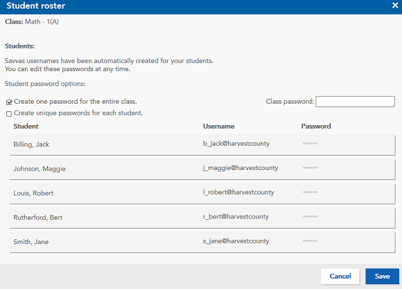 Change student password(s)